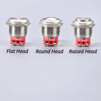 Push Button Switch Metal Screw Terminal Soldering 16/19/22mm Short 7A Latching Self-Locking/Reset LED Light 6/12/24/110/230V