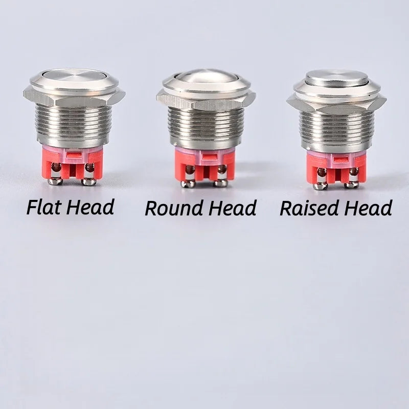 Push Button Switch Metal Screw Terminal Soldering 16/19/22mm Short 7A Latching Self-Locking/Reset LED Light 6/12/24/110/230V