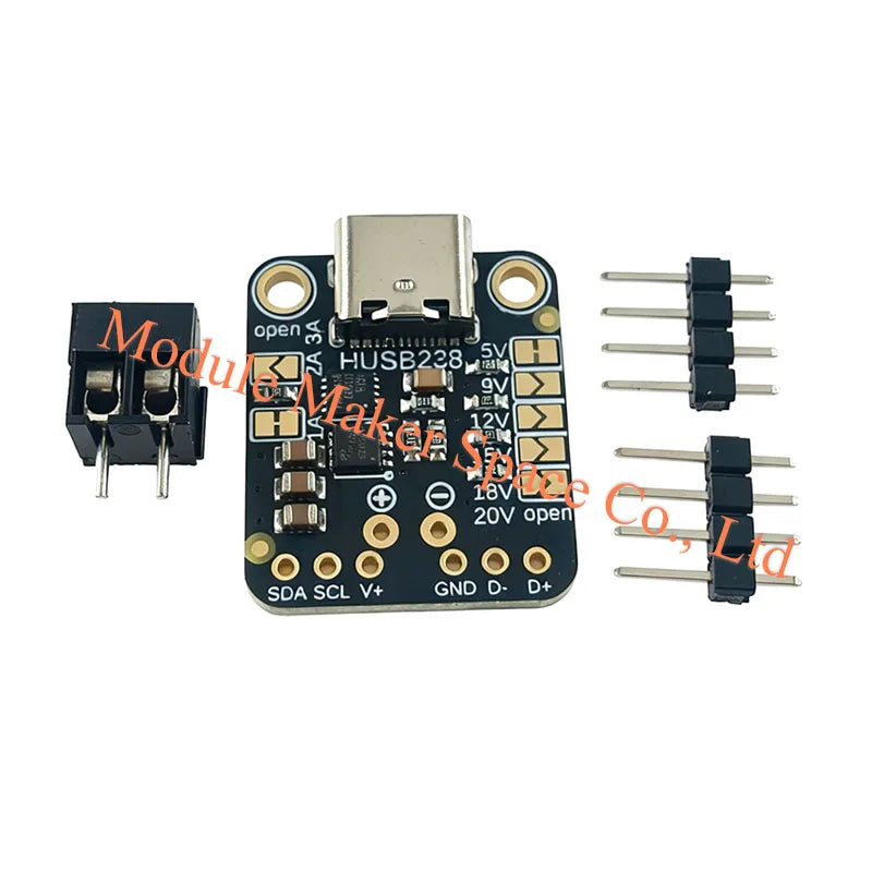 HUSB238 USB C PD Trigger Board I2C Configurable PD Sink Module 5V to 20V 5A 100W USB Type C Power Delivery Breakout