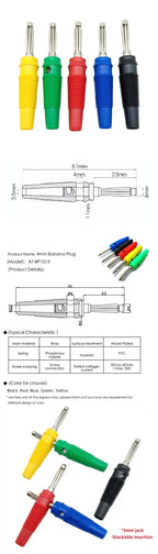 10PCS 4mm 32A Solderless Side Stackable Banana Plug High Current Insulated Shrouded Connector