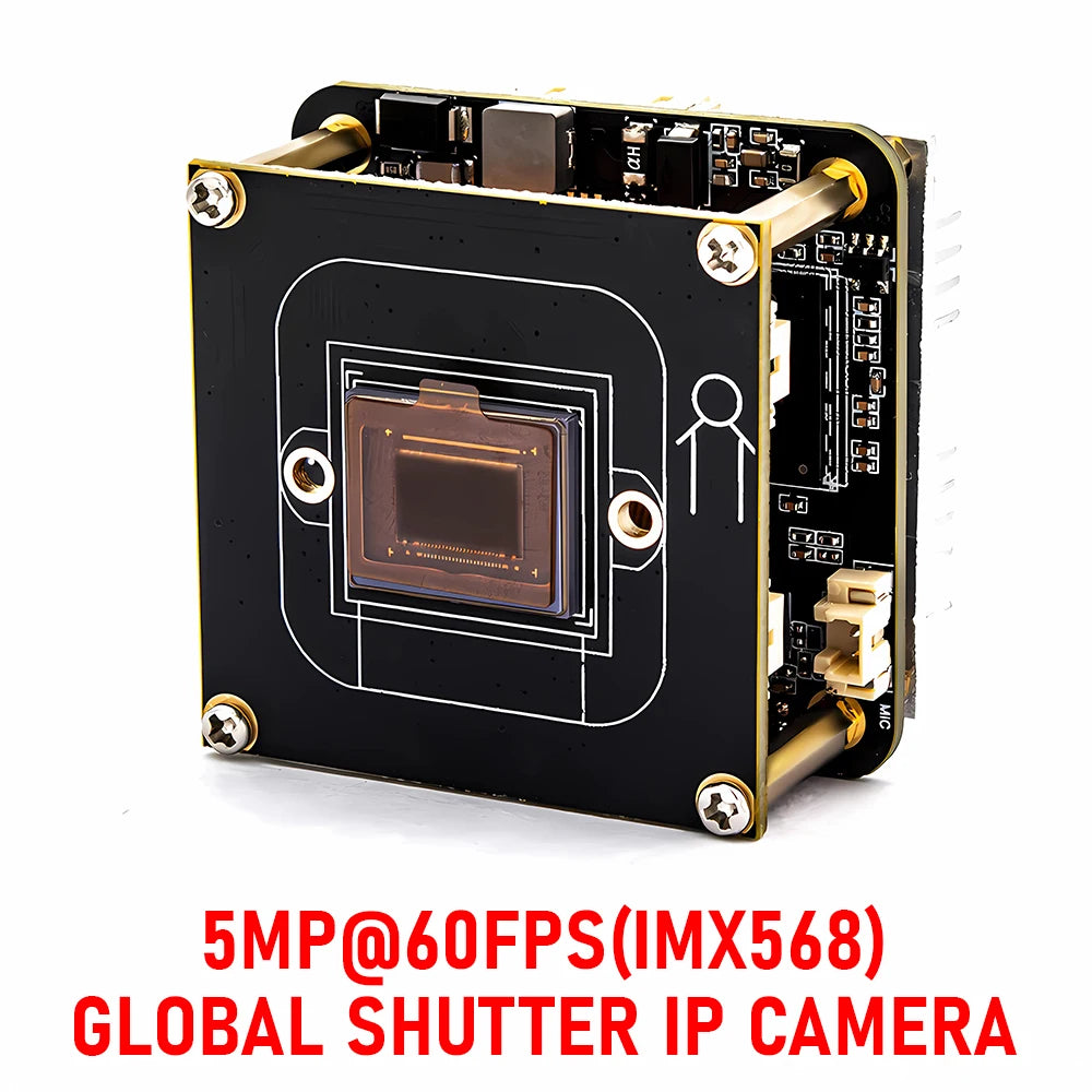 5MP 60FPS Global Shutter IP Camera Module IMX568 1/1.8" CMOS 2488*2048 Board High Speed Capture RTSP Onvif For Machine Vision