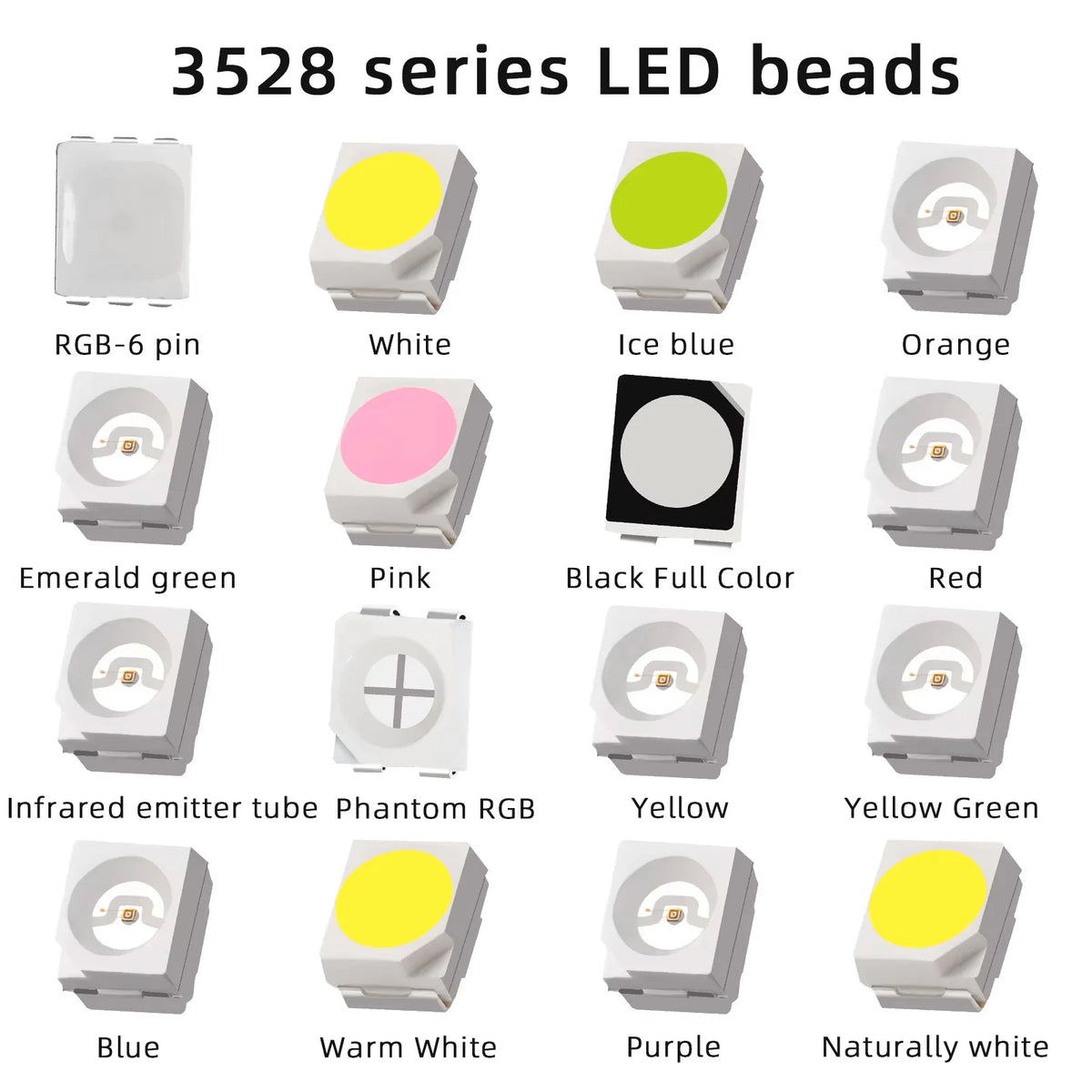 2000pcs Supply High 3528 SMD LED Full Color Highlight 0.06w Red GREEN Blue Yellow White ICE PINK Purple Black RGB Lamp Beads