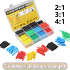 Heat Shrink Tubing Kit 73-900pcs 2:1 3:1 4:1 Ratio Cable Wire Insulation Sleeve Electrical Repair Protector Automotive Marine