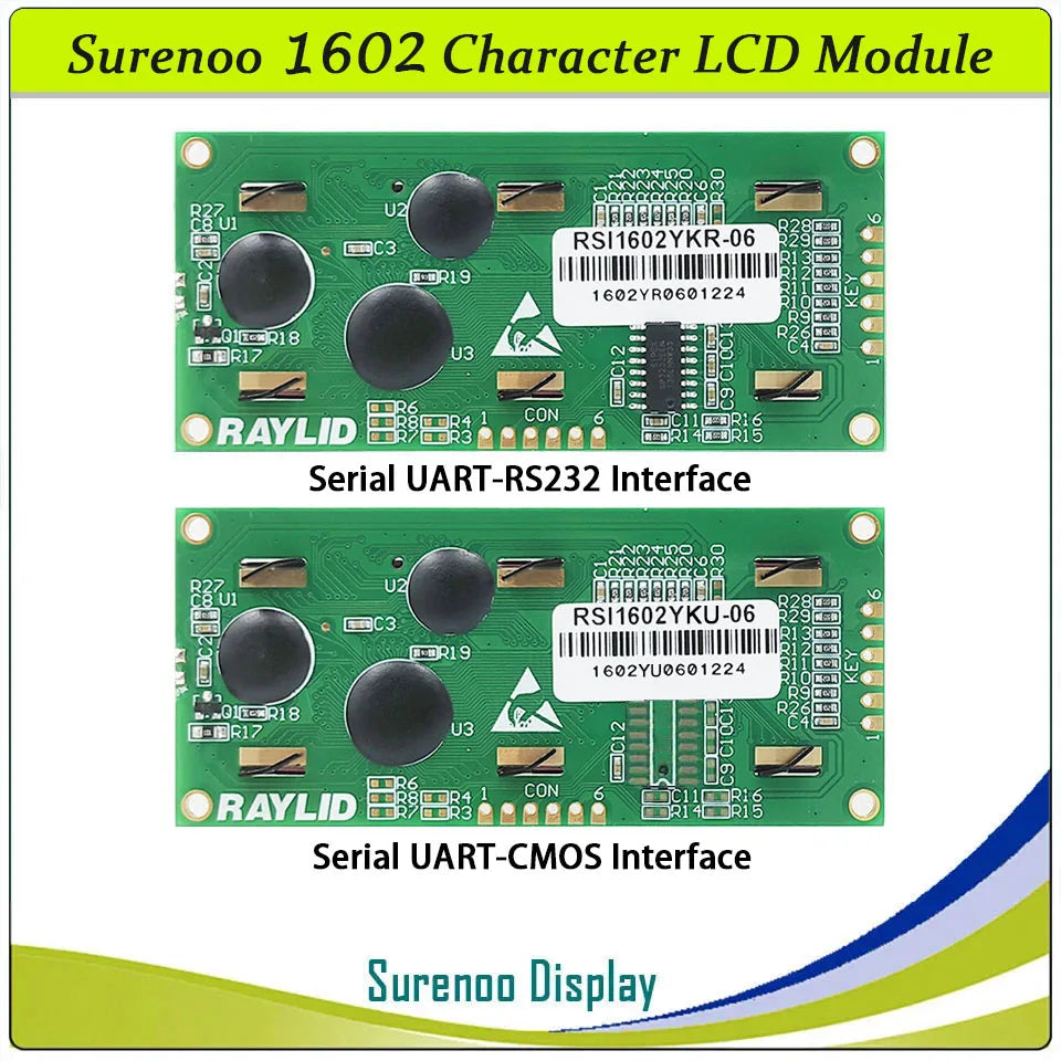 1602 162 16*2 Serial UART CMOS / RS232 Character LCD Module Display Screen LCM for Arduino Support Keyboard Blue Yellow Green