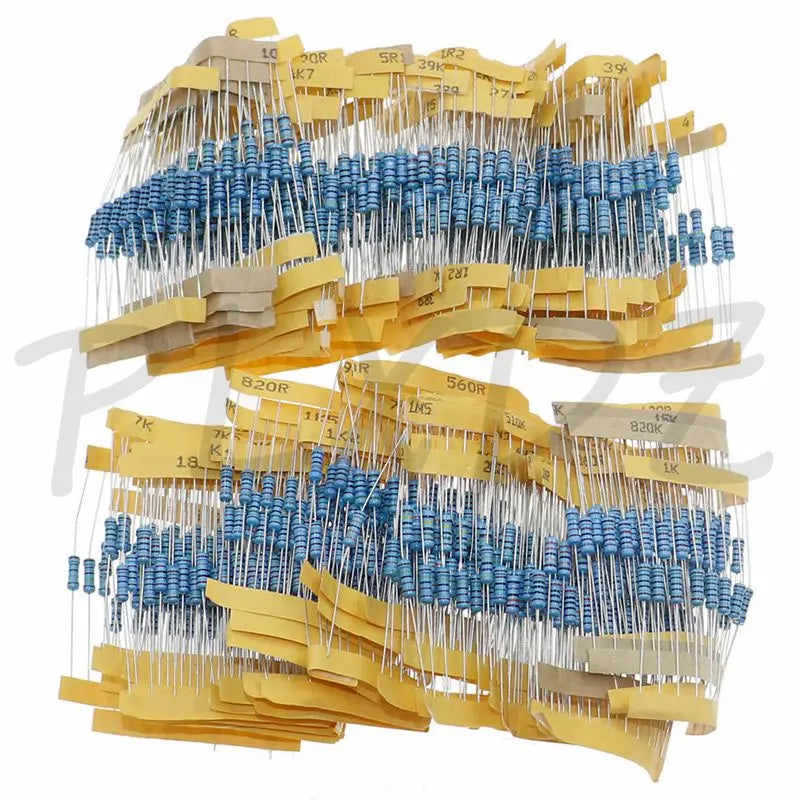1/8W 1/4W 1/2W 1W 2W 3W Resistance 1% Metal Film Resistor Assortment Kit Set 1 10 100 K ohm  DIY Resistor Pack 0.125W 0.25W 0.5W