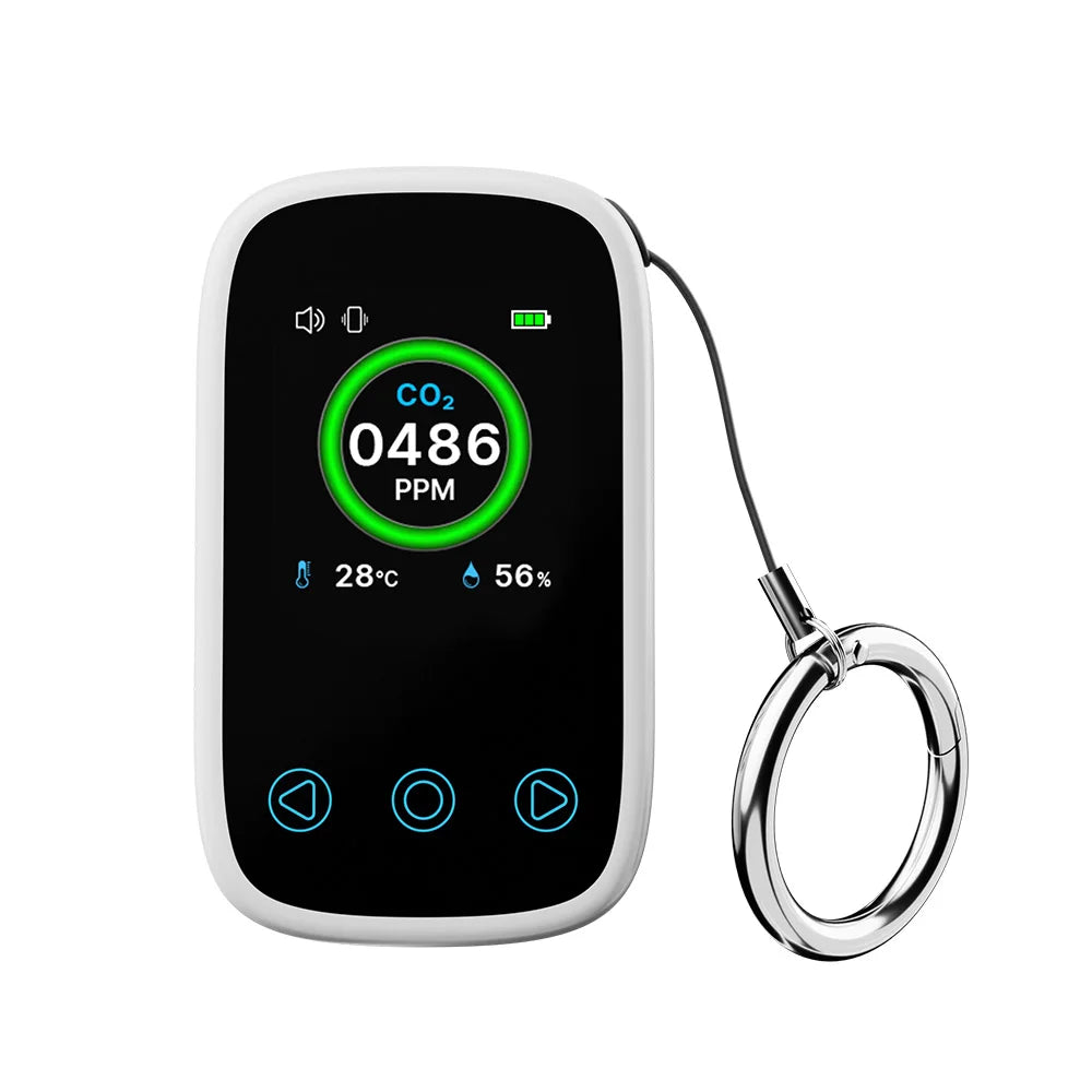 Air Quality Monitor CO2 Meter 3 in 1 Portable Temperature Humidity Meter Type-C Charging LCD Screen NDIR Sensor 일산화탄소 경보기 누수탐지기