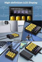 USB LCD Battery Smart Charger 1/2/4 Slots Dual For 18650 3.7V Rechargeable Lithium Battery For 1.2V NI-MH AA / AAA Battery