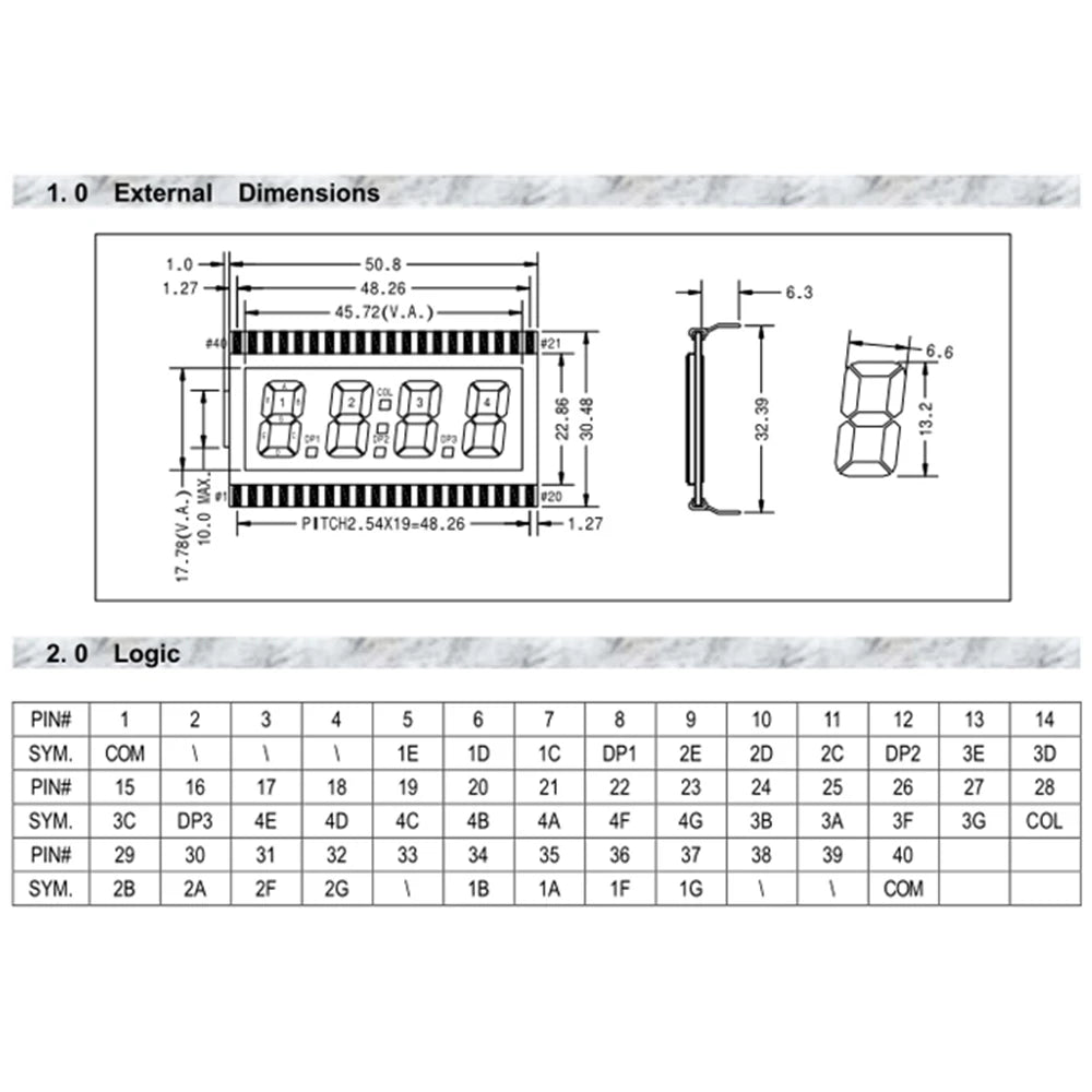 EDC190 4-Digit LCD Digital Tube Display Clock Static Temperature Positive Display Driving TN type 8-Character 7-Segment