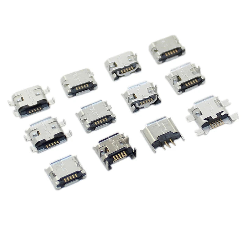 240Pcs 24 Models Micro USB Connector Socket Jack MP3/4/5 Moblie Phone And Mobile Power Ban Assorted Kit SMD DIP Socket Set