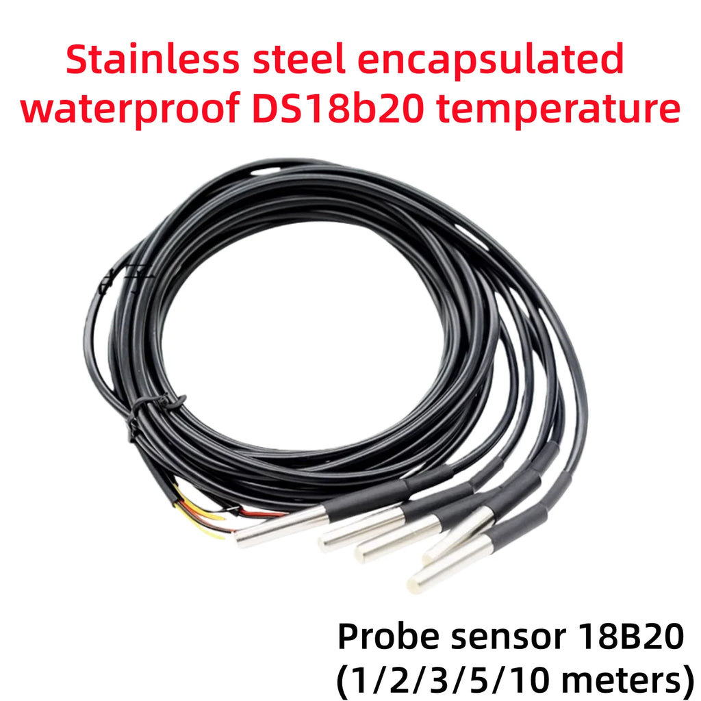 8-1pcs，1PCS DS18B20 Waterproof Thread Temperature Probe Temperature Sensor Stainless Steel Package 1/2/3/5/10Meter For Arduino
