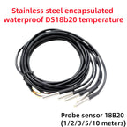 8-1pcs，1PCS DS18B20 Waterproof Thread Temperature Probe Temperature Sensor Stainless Steel Package 1/2/3/5/10Meter For Arduino