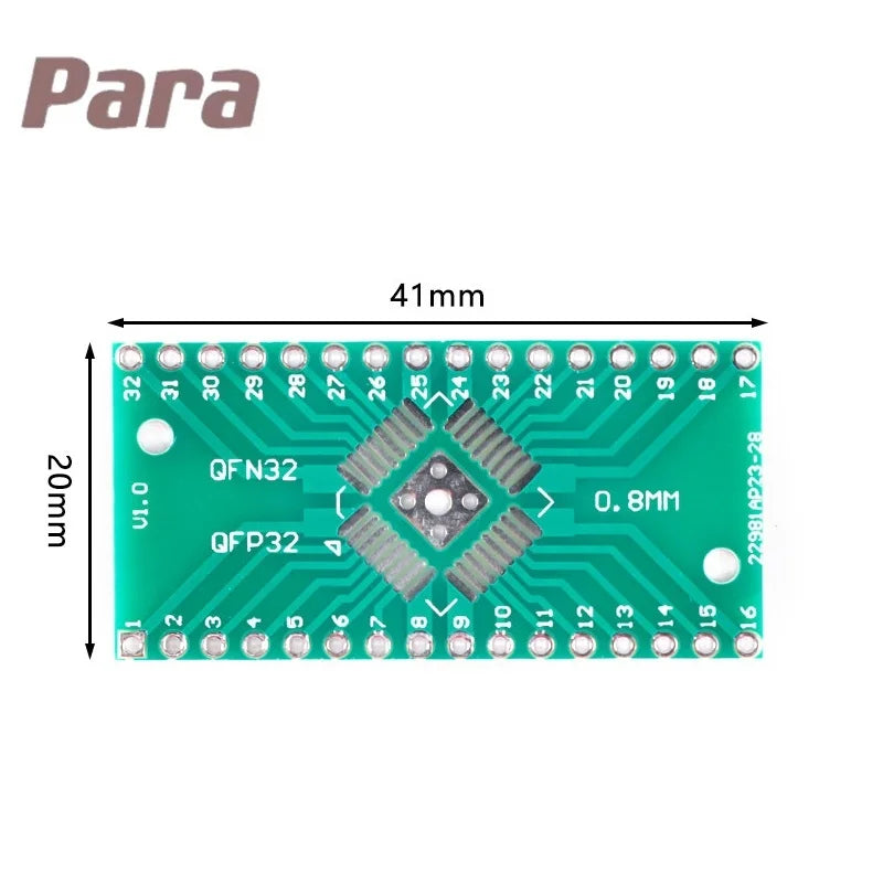 5PCS/LOT QFN32 QFP32 to DIP Turn DIP32 Pinboard SMD 2.54mm Pin Pitch 0.65mm/0.8mm PCB Adapter Plate Transfer Board IC Socket