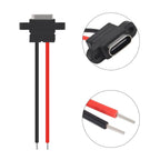 Waterproof USB Type C Female Socket, 2-Pin 3A Fast Charging Port, Direct Crimp Mount for Cable Repair & DIY Extension