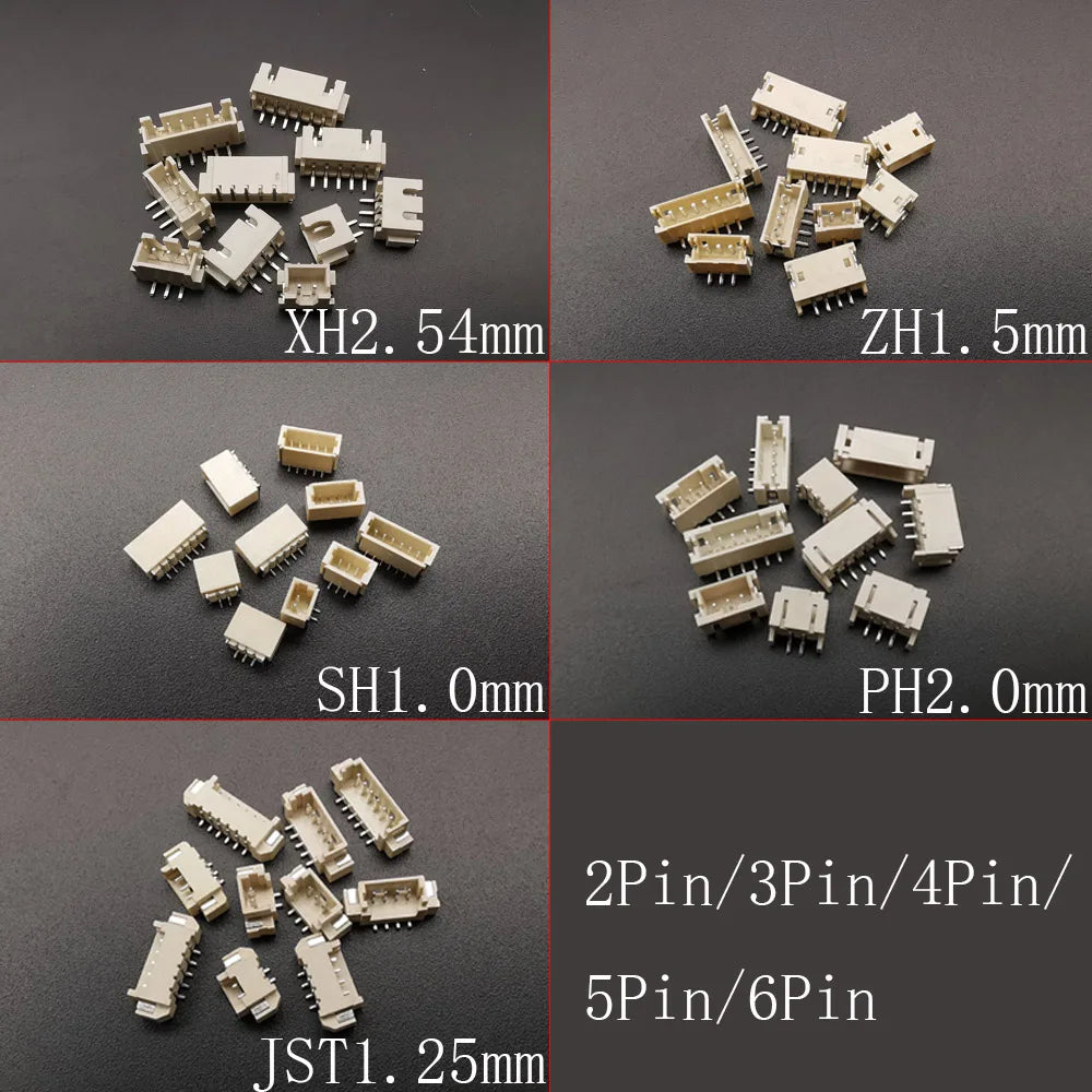 10Pcs ZH 1.5/PH 2.0/XH 2.54/SH 1.0/JST 1.25mm Male Pin Horizontal Vertical Socket Connector 2P/3P/4P/5P/6Pin For PCB Board JST