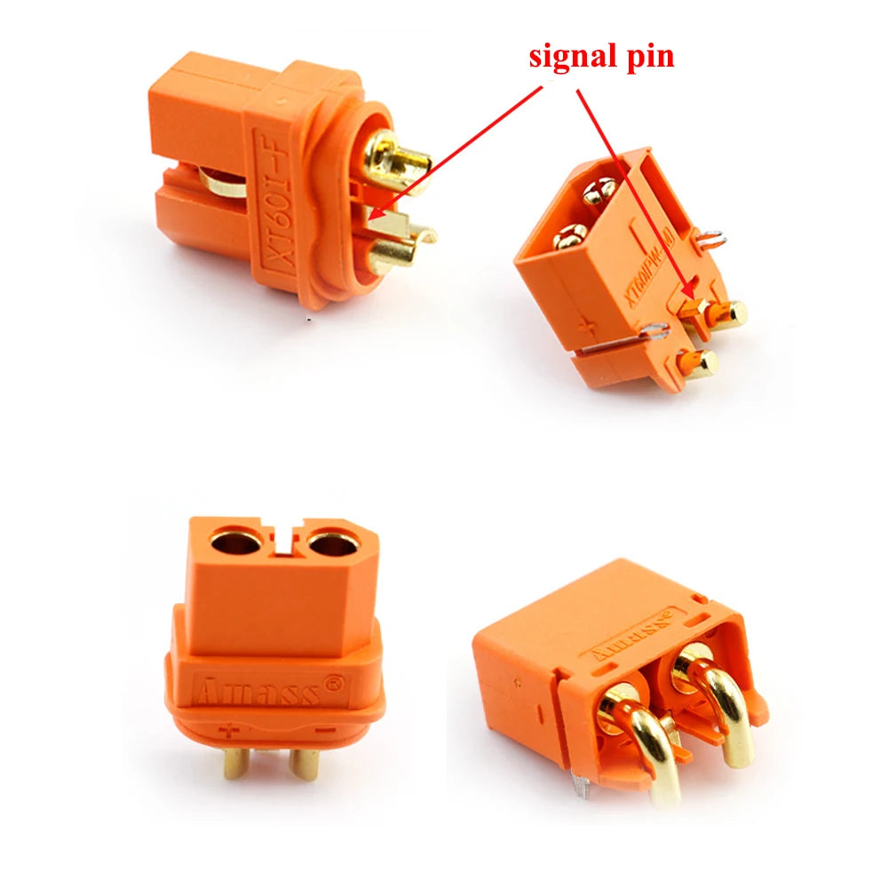 2 PCS XT60i-f Amass XT60i Series with Signal 2 + 1 High Current Gold-Plated Aviation Plug Male Female Connector XT60IE-M XT60I-F