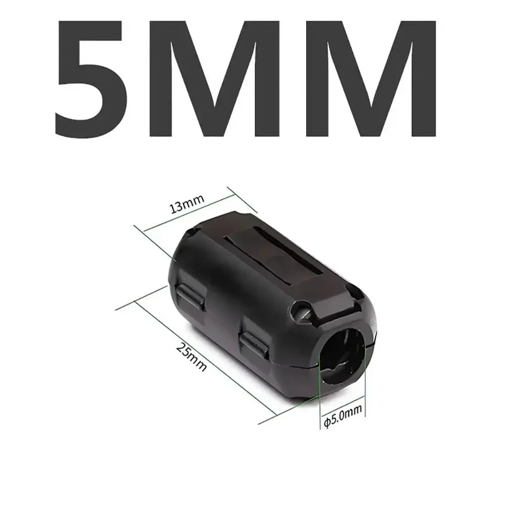 1Pcs EMI RFI Choke Clip Degaussing Filter Ferrite Core Snap-on Anti-interference Magnetic Ring 3.5/5/7/9/13/15mm Removable
