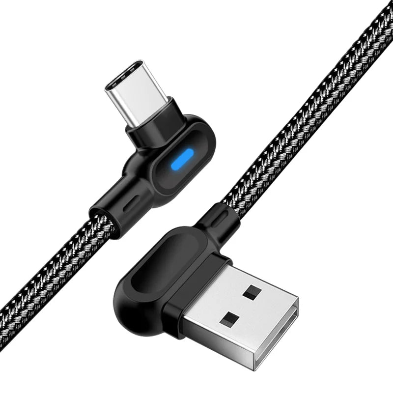 90 Degree USB Type C Cable Fast Charging USB A To Micro Cable For Samsung Xiaomi Huawei Android Phones USB C Data Cable 1M 2M