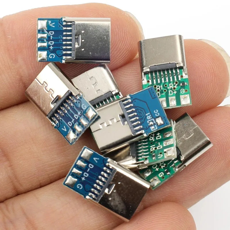 5/6Pin Usb Electric Terminals Welding DIY Data Cable Support PCB Board Type C Female Connectors Jack with Dual 5.1K Resistors