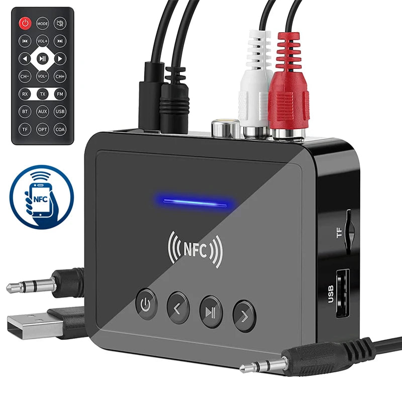 Bluetooth 5.0 Receiver Transmitter FM Stereo AUX 3.5mm Jack RCA Optical Wireless Audio Adapter Remote Control For TV  Car Kit