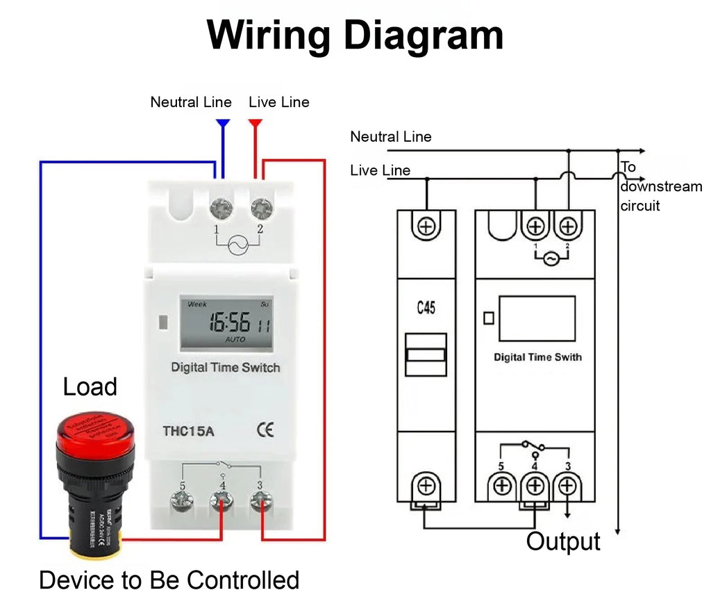 THC15A Digital Timer Switch Programmable Time Switch 30A DIN Rail Weekly Timer Relay 12V 24V 110V 220V LCD Controller
