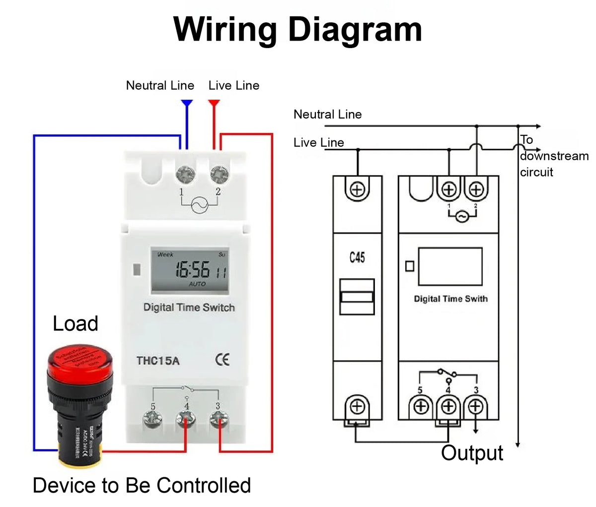 THC15A Digital Timer Switch Programmable Time Switch 30A DIN Rail Weekly Timer Relay 12V 24V 110V 220V LCD Controller