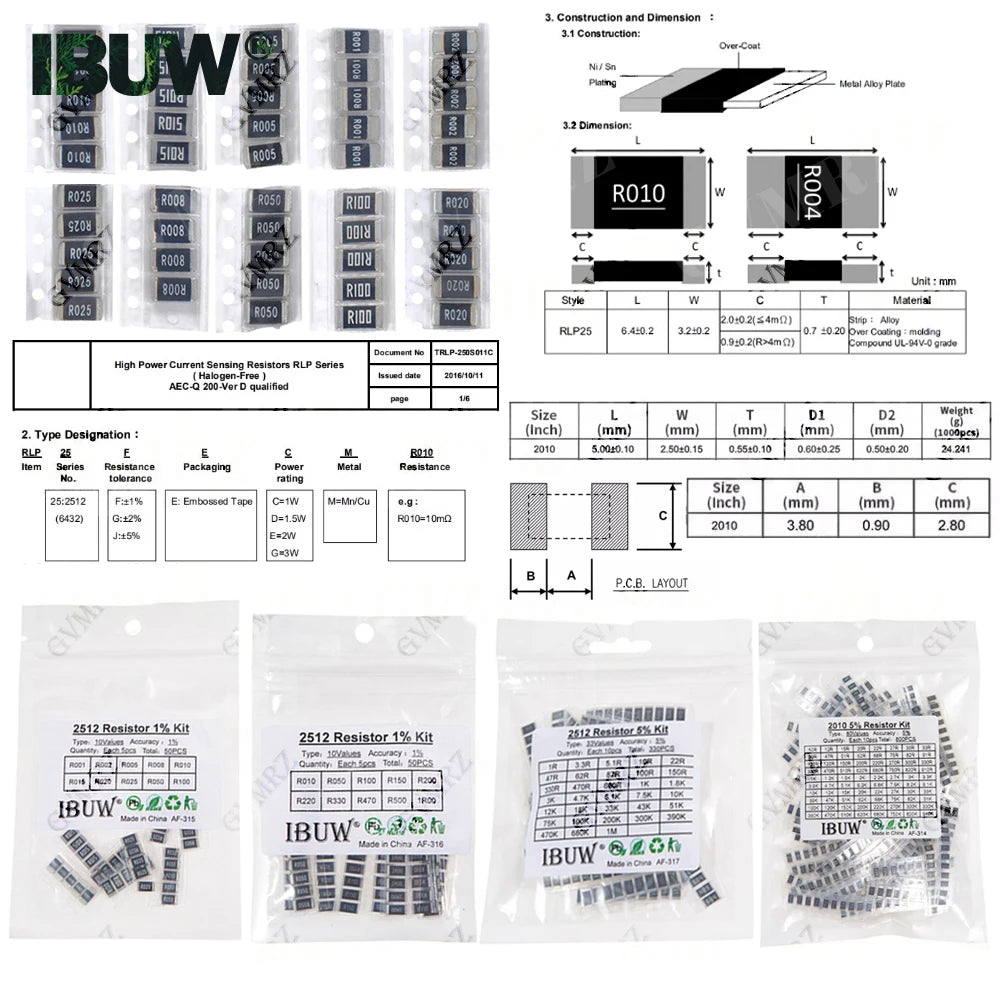 0201 0402 0603 0805 1206 1% 5% SMD Resistor Assorted Kit 1R-1M 10K 100K 1K 100R Resistance Set DIY