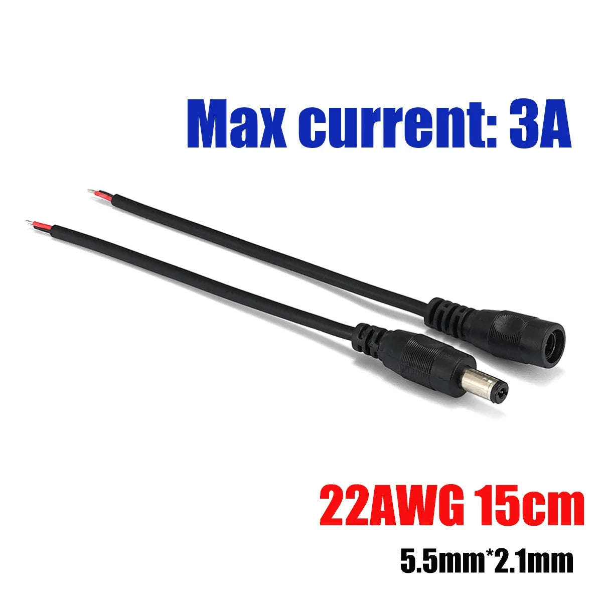 1-100pcs DC Power Pigtail Cable 5.5 2.1mm Female Male Plug 5V 12V Jack Connector Wire For CCTV Camera LED Strip Power Adapter