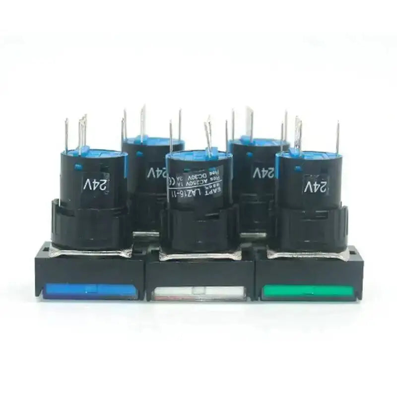 5pcs 16mm Rectangular Power Push Button Switch With Lamp Self Reset Momentary Latching Fixed Lock Five Pin LA16-J-11D LA16-J-11S