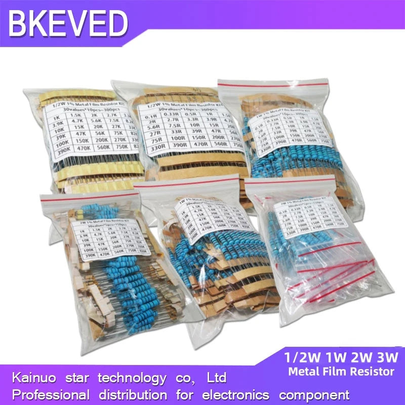30values Each 5/10PCS 1~750 1K~820K Ohm 150PCS 300PCS 1/2W 1W 2W 3W Resistance 1% Metal Film Resistor Assortment Kit Set