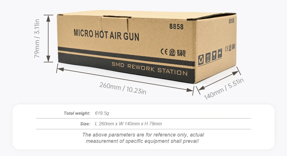 JCD 8858A Micro Hot Air Gun 750W Soldering Rework Station LCD Digital Display Hair Dryer Welding Repair Tools BGA SMD Heat Gun