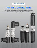 Cloweit M8 Sensor Connector Waterproof Male&Female Plug Straight Angle Screw Threaded Coupling 3pin 4p Panel Mount Flange Socket