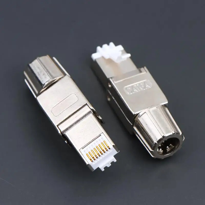 1Pc Zinc Alloy Shielded Ethernet Termination Plugs Cat7 Cat6A Cat8 RJ45 Connector Tool-Free