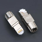 1Pc Zinc Alloy Shielded Ethernet Termination Plugs Cat7 Cat6A Cat8 RJ45 Connector Tool-Free