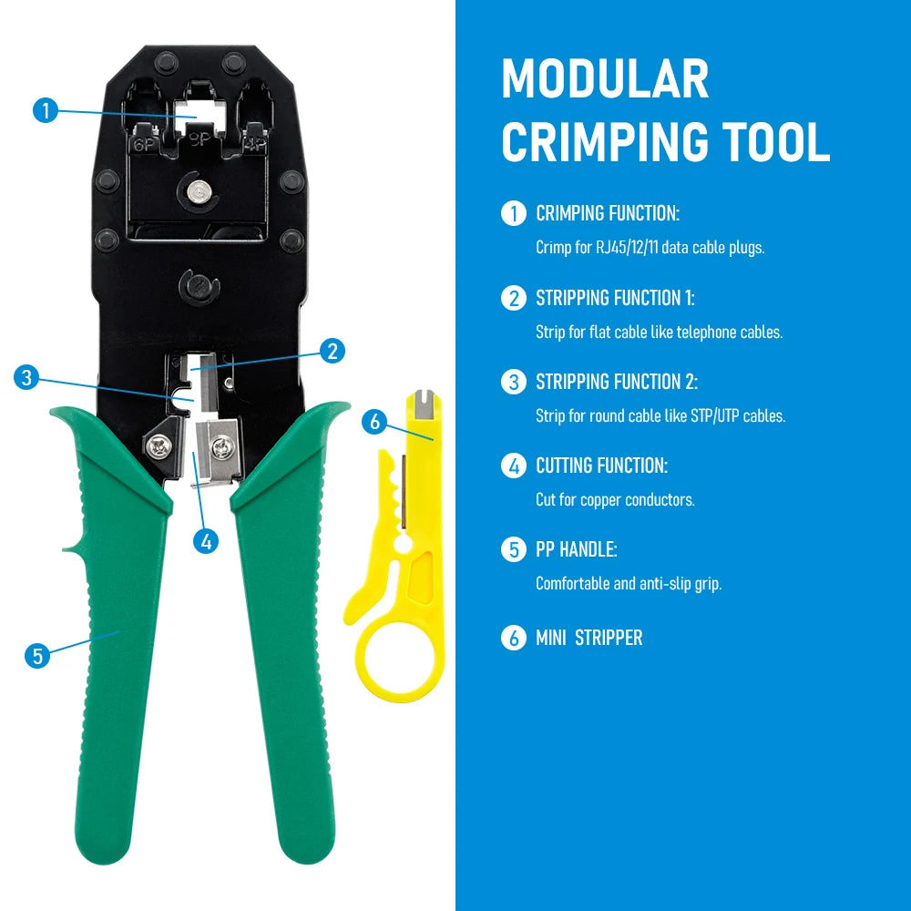 RJ45 RJ11 Crimping Tool Ethernet LAN Cable Crimper Cutter Stripper Plier for 6P 8P RJ11 RJ12 RJ45 Connectors