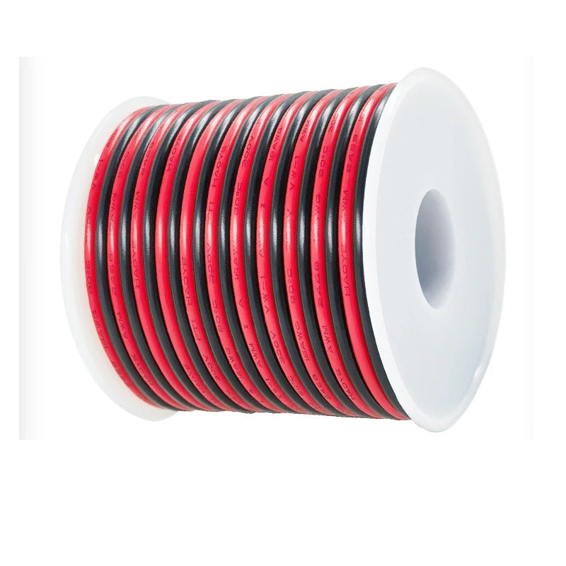 12V Red Black Hookup Wire 2 Pin Automotive Flat Cable LED Extension Wires For Doorbell LED Ribbon Lamp Tape Lighting Speakers