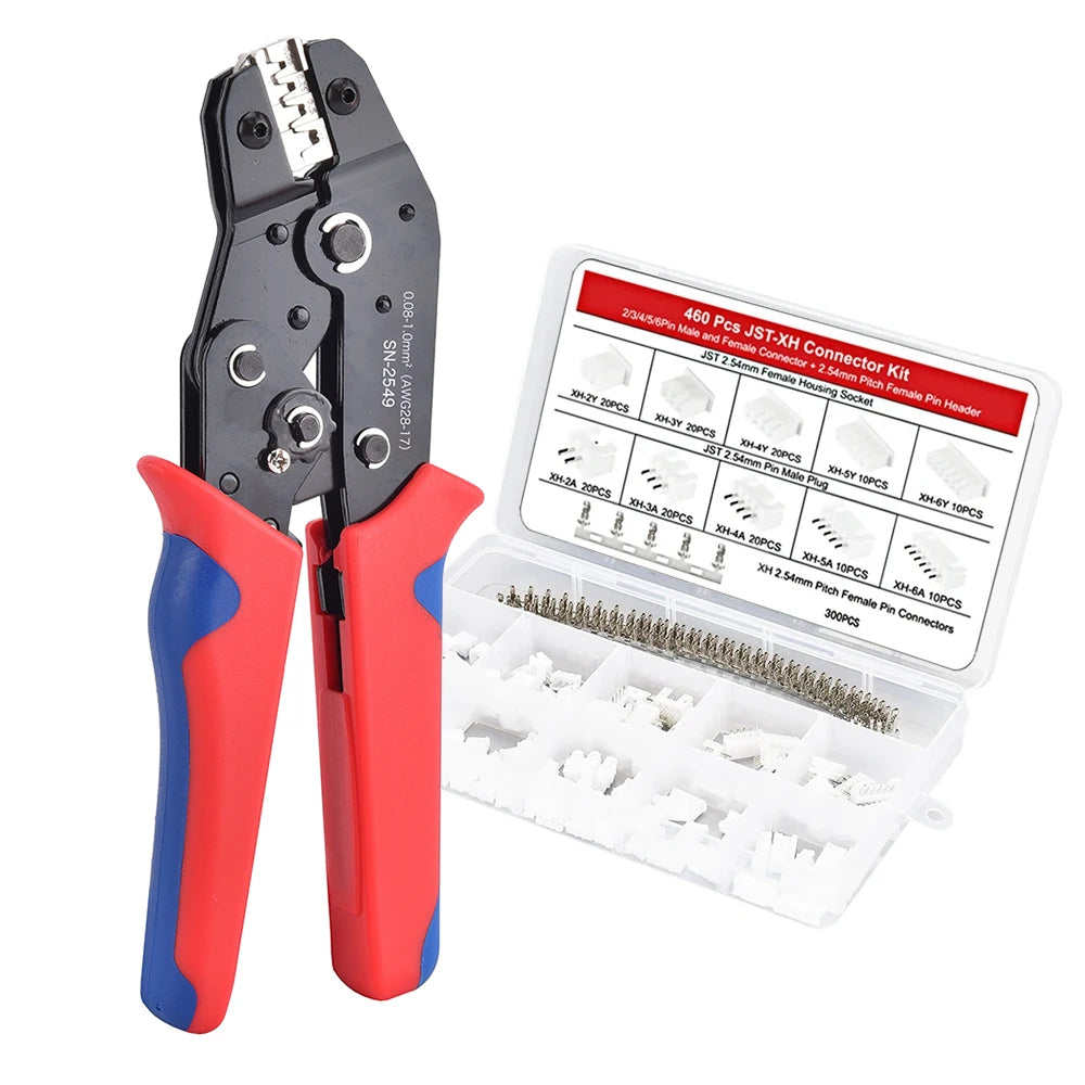 SN-2549 Ratcheting Crimper Tool for Dupont/PH2.0/XH2.54/VH3.96 Terminals, Wire Crimping Pliers Electrical Connector Clamp