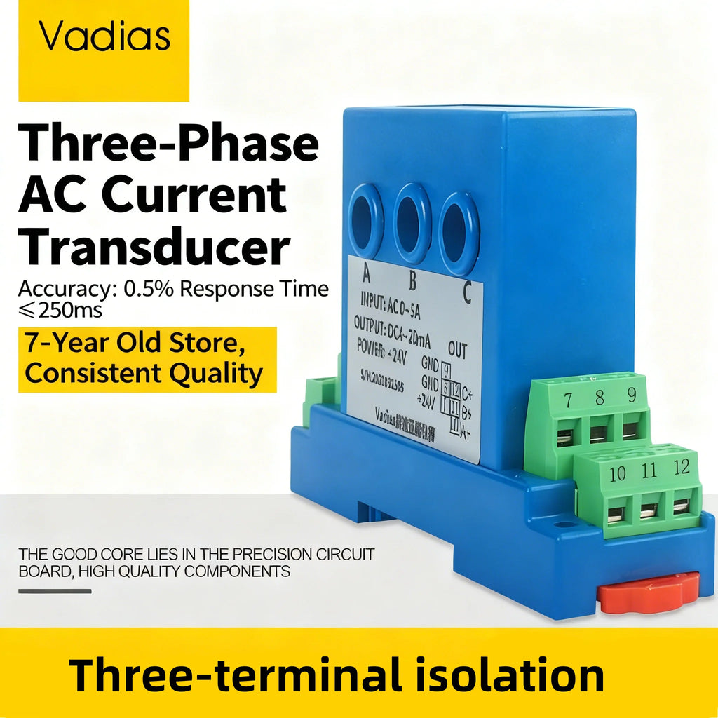DC24V RS485 Three Phase AC Current Transmitter 0-10A 0-20A 0-30A to 4-20mA 0-10V 0-5V RS485 3-Phase Current Sensor Transducer