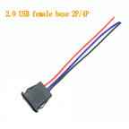 2.0 USB Female Base 2P/4P Direct Pressure Buckle Welding Wire Type A-Port Waterproof Socket Charging Female Plug