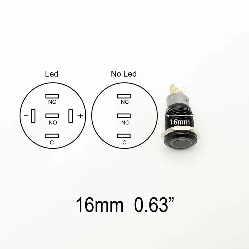 Push Button Switch Electric Waterproof Power 6v 12v Led Light Momentary on Off 8/10/12/16/19/22/25/30mm Micro Pressure Switches