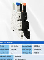 LCTC 1PCS Slim Relay Board Din Rail Relay Module SSR Terminal Solid State Relay With LED 6A SSR-41FDA SSR-41FDD DC-AC DC- DC