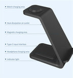 3 in 1 Wireless Charger Stand Fast Charging Dock Station for iPhone 15 14 13 12 11 X 8 Apple Watch 8 7 6 iWatch Airpods Pro