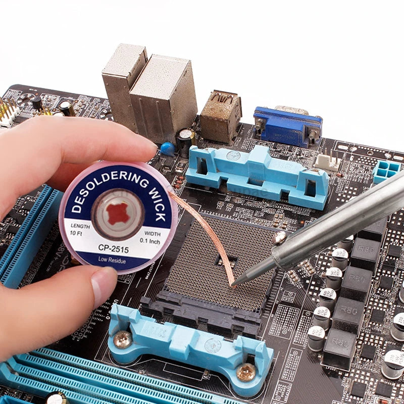 Electronic Repair Wick Copper Braid Desoldering Wick Pure Copper Braided Solder Removal Wire Residue PCB Soldering Clean Tool