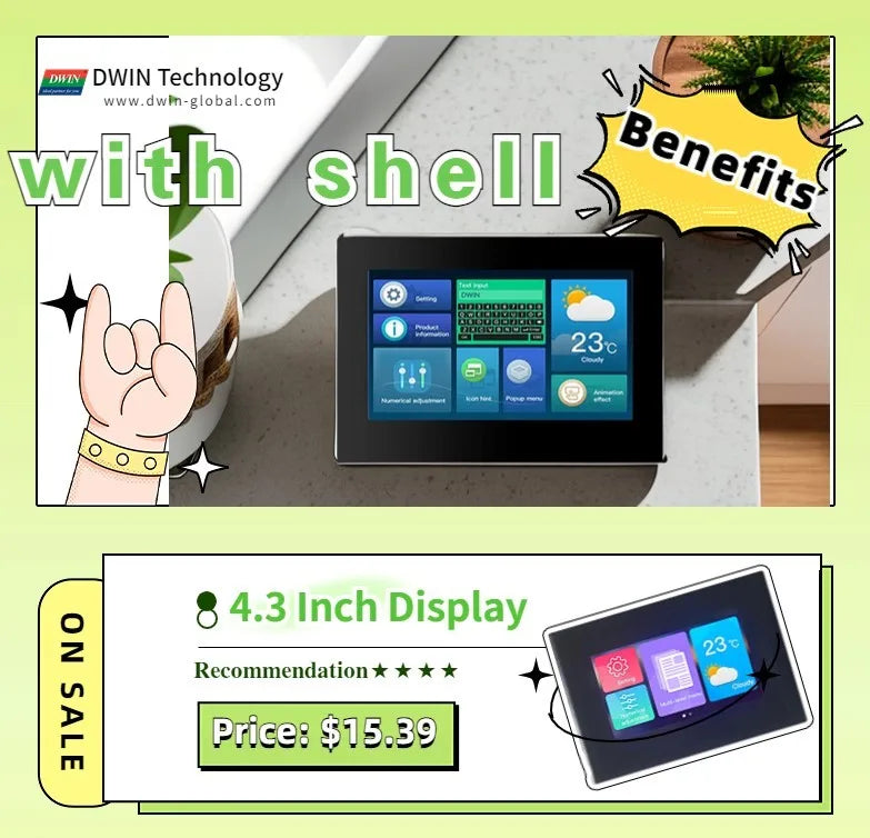 DWIN 4.3/7.0/10.1 DGUS2 Commercial Grade  HMI LCD Display Resistive Touch Screen With Shell Connect With PLC/Arduino/STM32