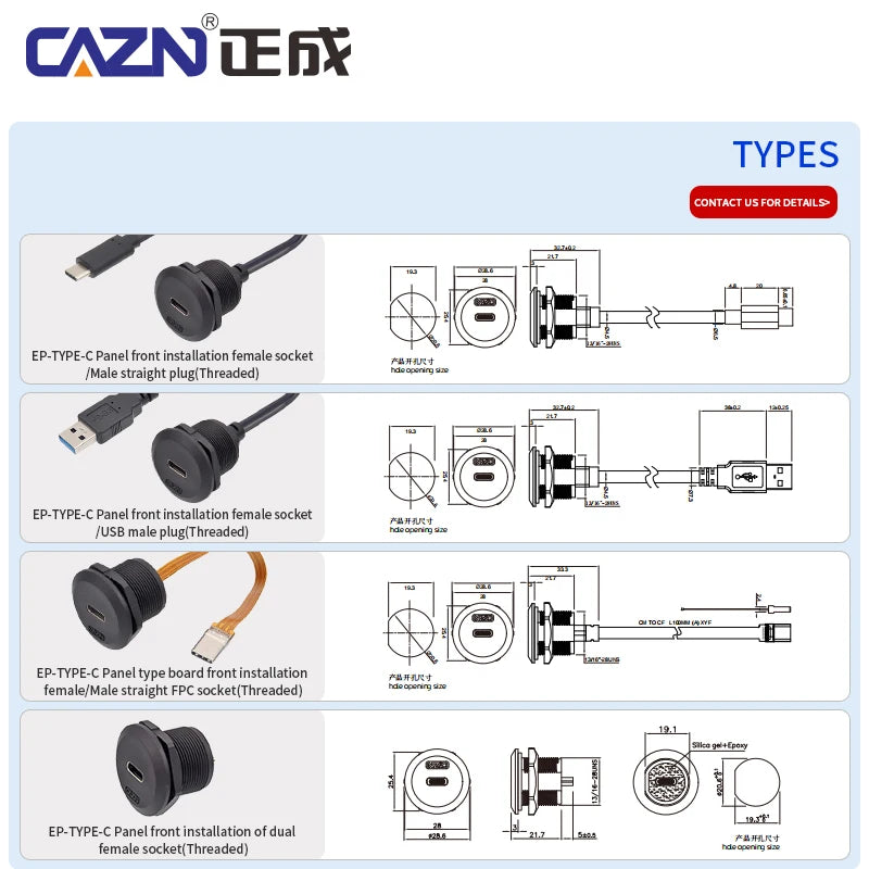 Type-C Bayonet FPC Female Male Back Mounted Socket Version 3.1 Receptacle 10Gbit/s Connector