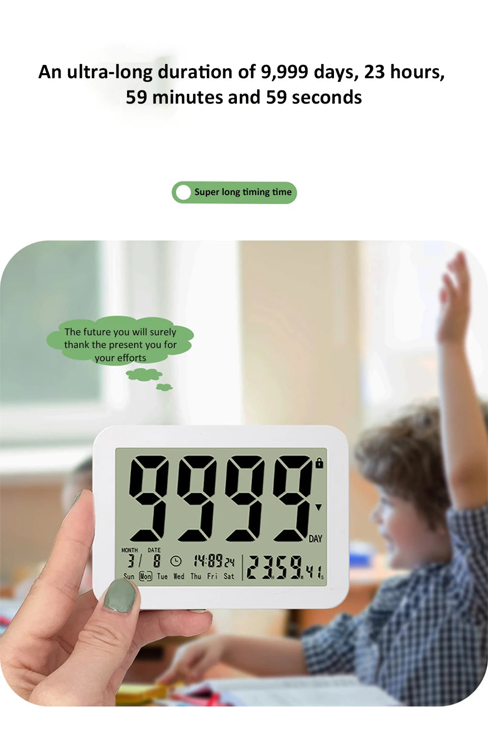 Digital Countdown Days Timer 9999-Day Count Down Clock Multi-Function Electronic Countdown Timer for Vacation Retirement Wedding