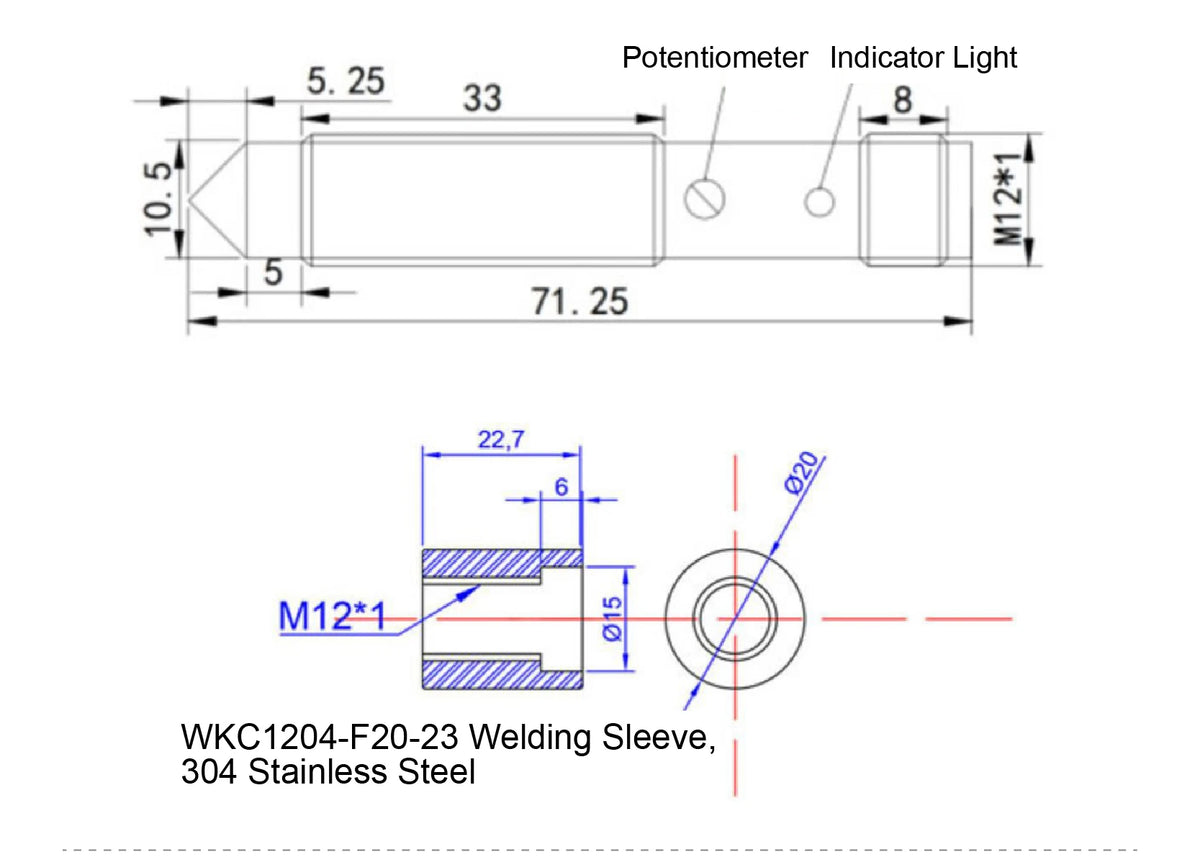 WKC1204 Capacitive Liquid Level Sensor Oil Glue Level Switch DC12-24V NPN PNP for Dispensing Potting Filling System