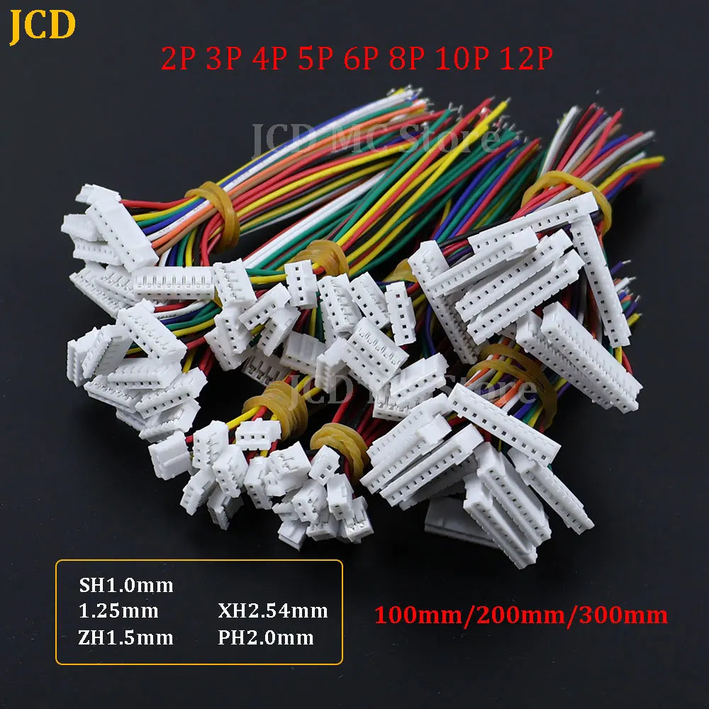 10Pcs SH1.0 MX1.25 ZH1.5 PH2.0 XH2.54mm Head Wire Cable Connector Pitch 1.0/1.25/1.5/2.0/2.54mm 2/3/4/5/6/8-12Pin Female Plug