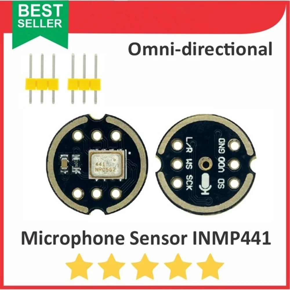 Omnidirectional Microphone Module INMP441 High Precision Low Power Ultra-Small Volume I2S Interface for Development Boards Kits