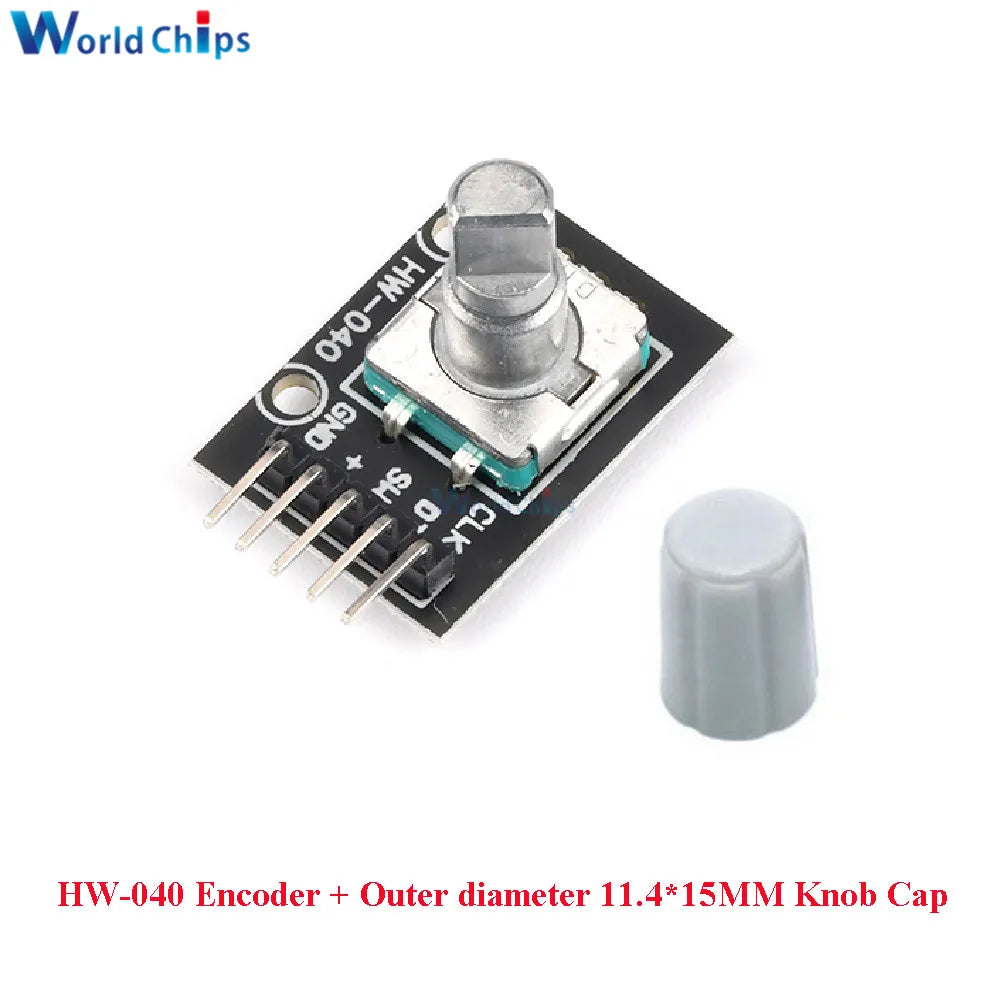 10 PCS 360 Degrees Rotary Encoder Module KY-040 HW-040 Sensor Switch 6MM Half Shaft Potentiometer Rotary Knob Cap 15×17 15×13.5