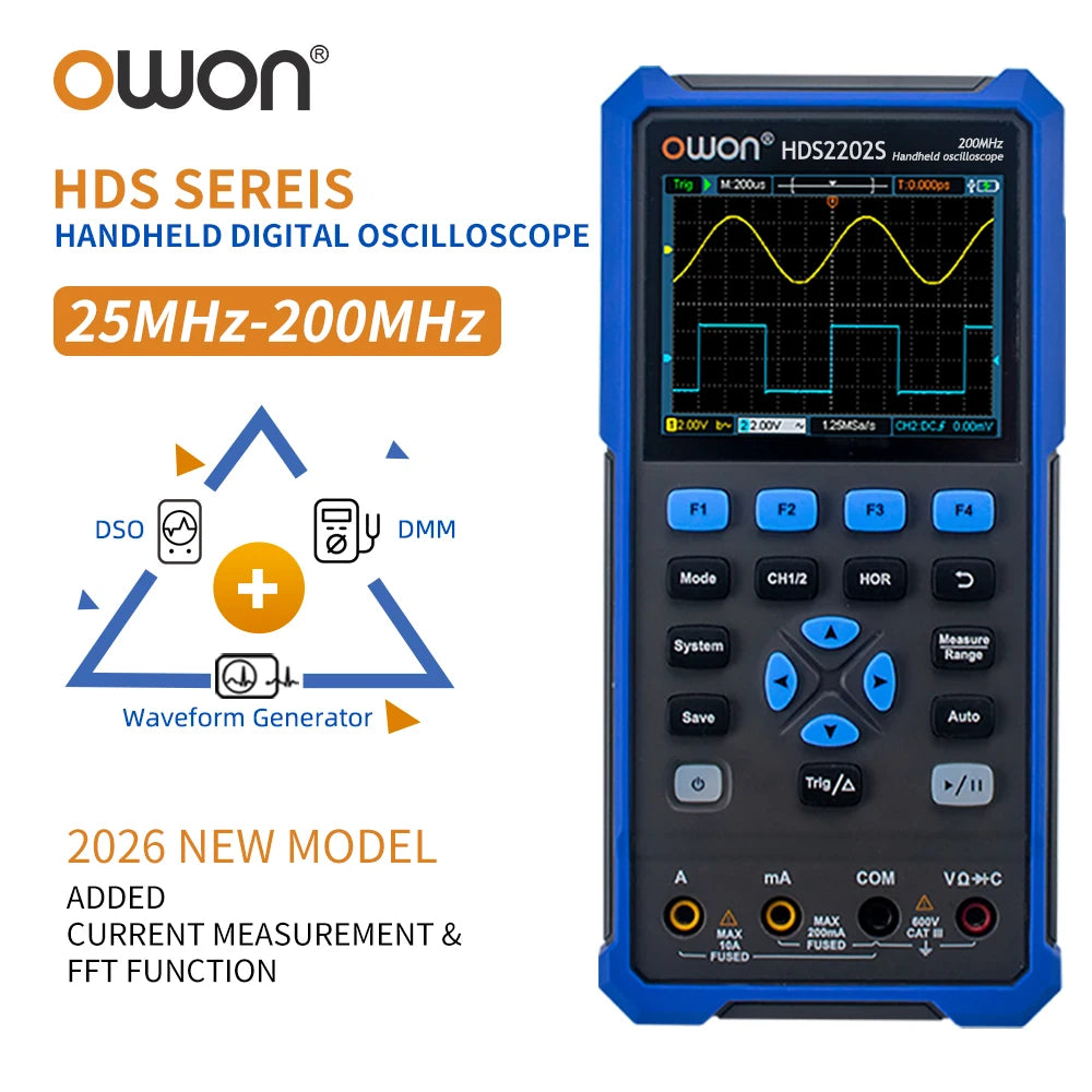 OWON HDS200 Series Handheld Digital Oscilloscope Portable 2CH Multimeter High Precision Electronic Repair Laboratory Test